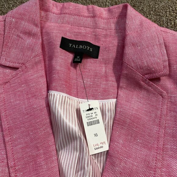 Brand New TALBOTS 16 Linen Pink Blazer BNWT marked $169 - Picture 5 of 9